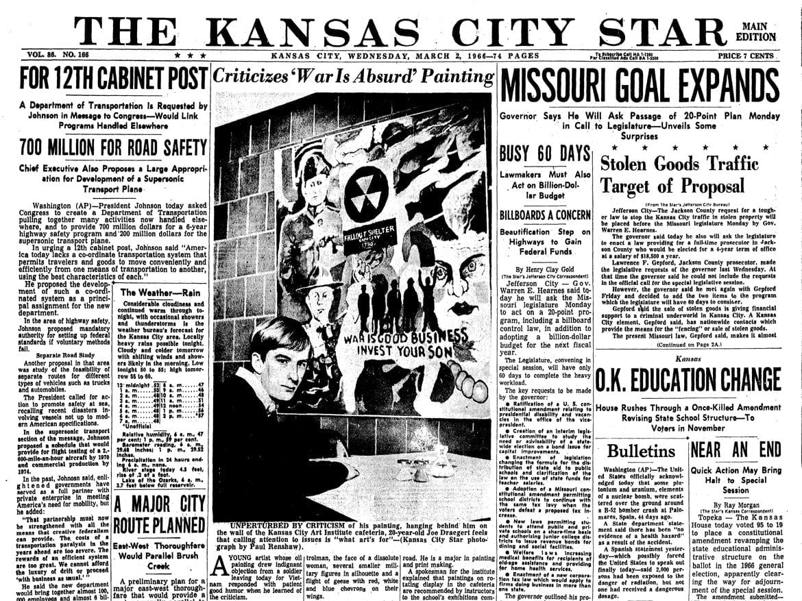 Front page of The Kansas City Star in 1066