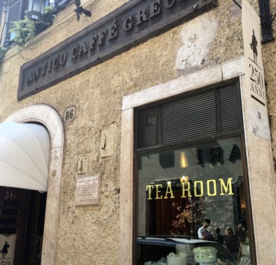 The entrance to Caffé Greco.