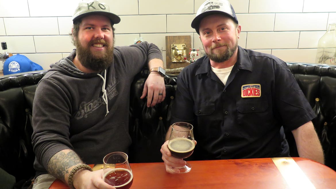Stockyards Brewing owner Greg Bland (left) and brewer Micah Weichert 