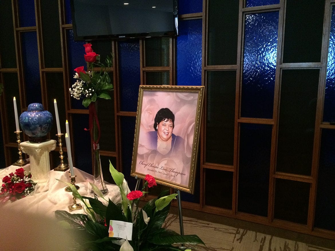 Photo of Cheryl Thompson at her funeral