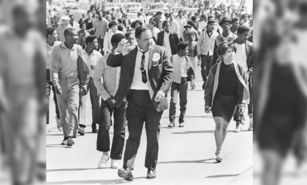 Bruce R. Watkins, shown leading a march during protests following the assassination of Martin King Jr. in 1968