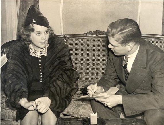 Dave Dexter Jr., who began at the Kansas City Journal-Post in 1936, interviewed ice skater and film star Sonja Henie as part of his efforts to establish his own entertainment beat at the newspaper.