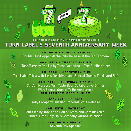 The schedule for Torn Label's seventh anniversary week.