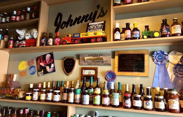 Part of the sauce collection at Johnny's. 