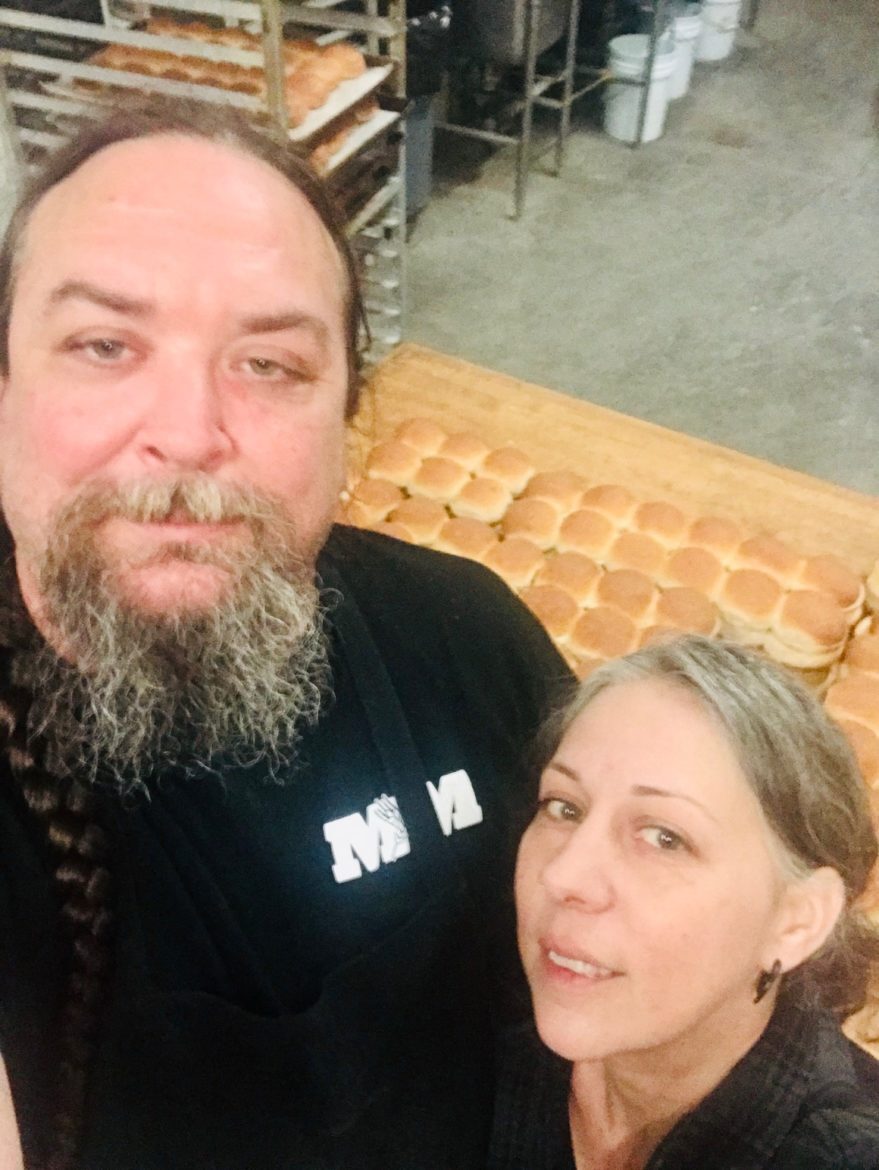 Jim and Andrea Martin stand in their bakery, M&M Bakery, in Lawrence, Kansas