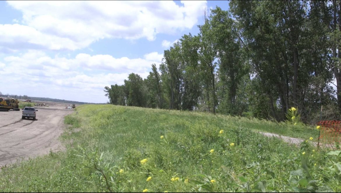A recently fixed levee outside of Watson, Missouri. 