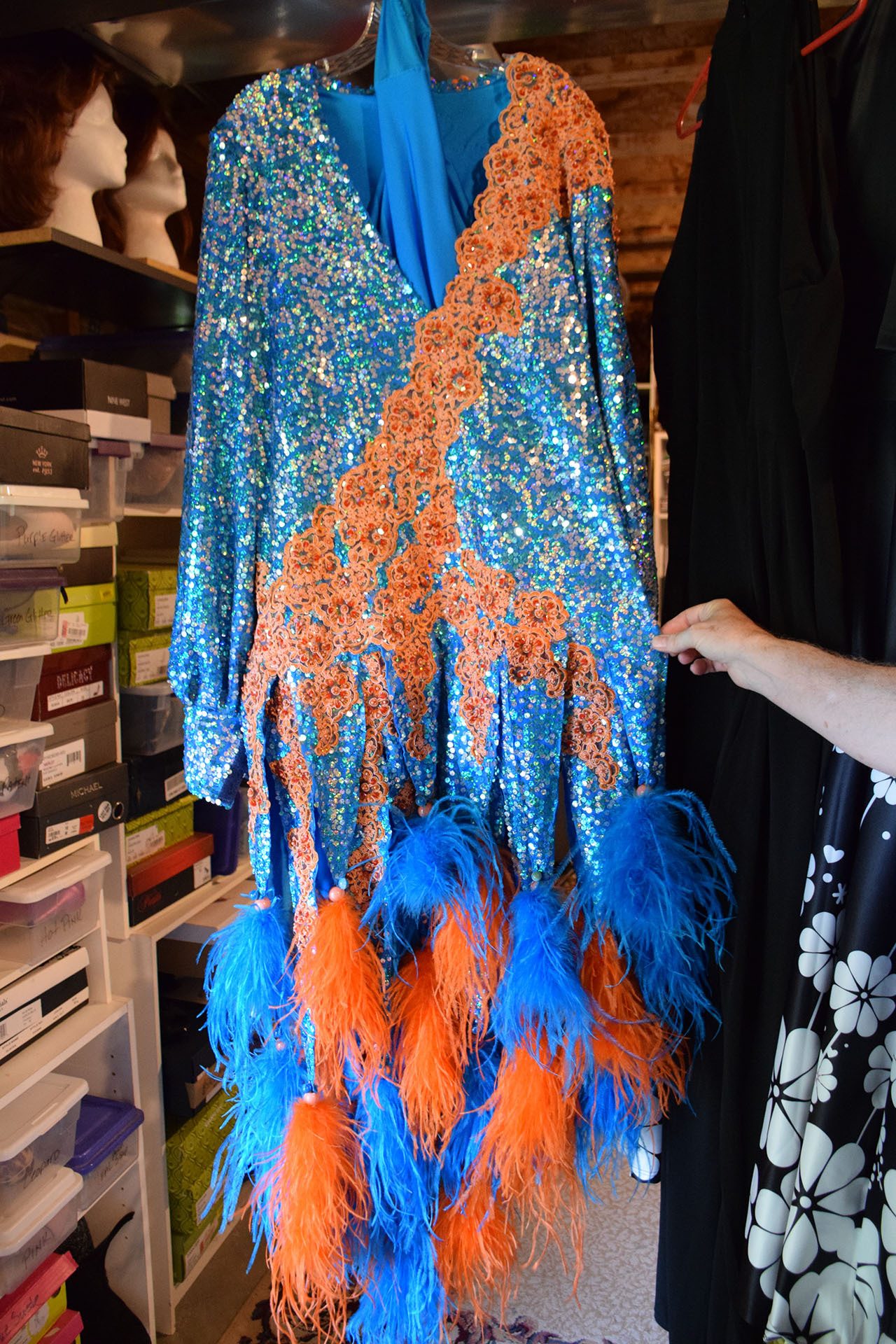 Orange and blue dress