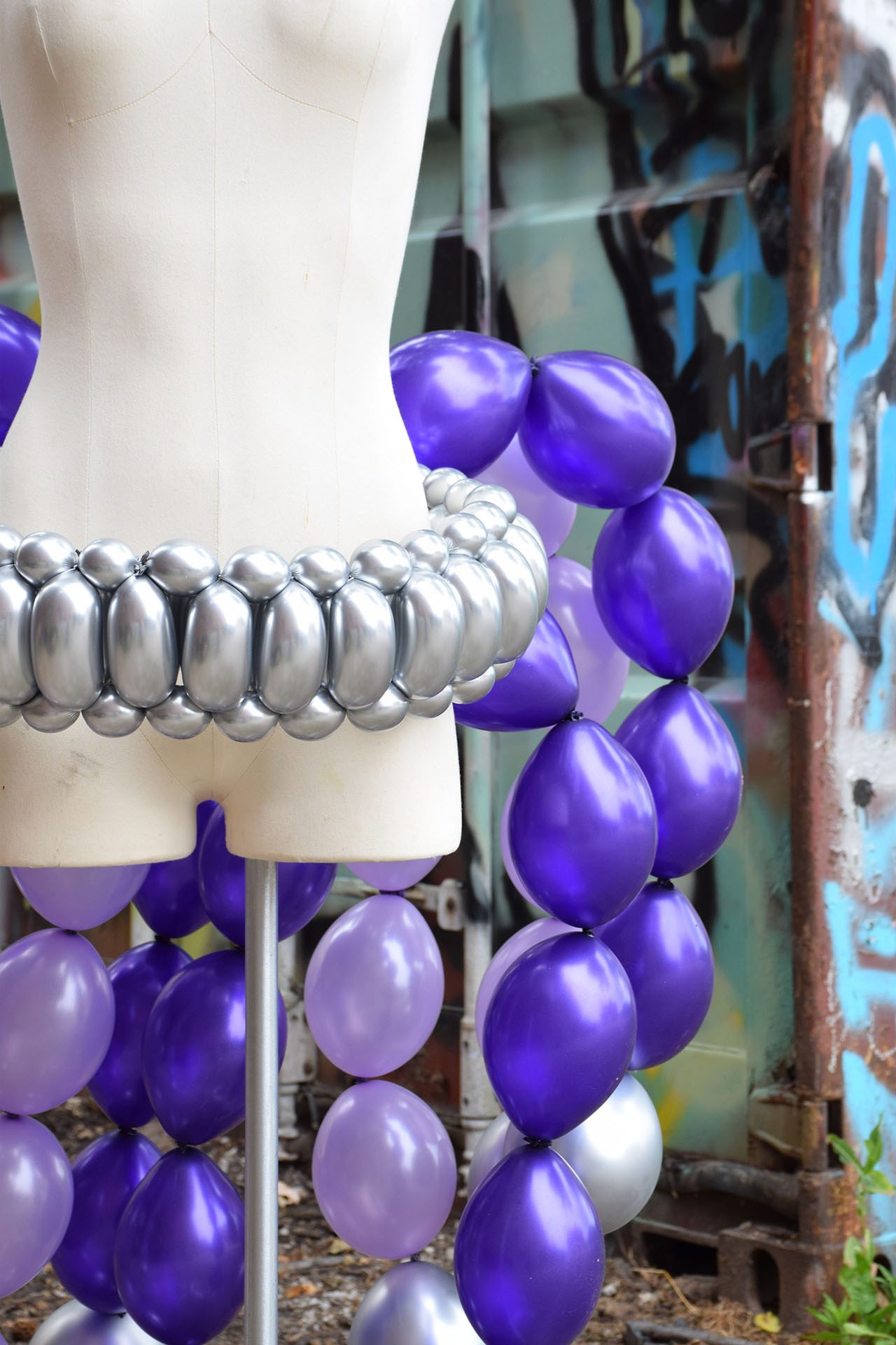 Purple Balloon Dress detail