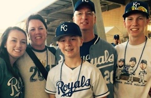 Everett Lanter and his family at Kauffman Stadium.