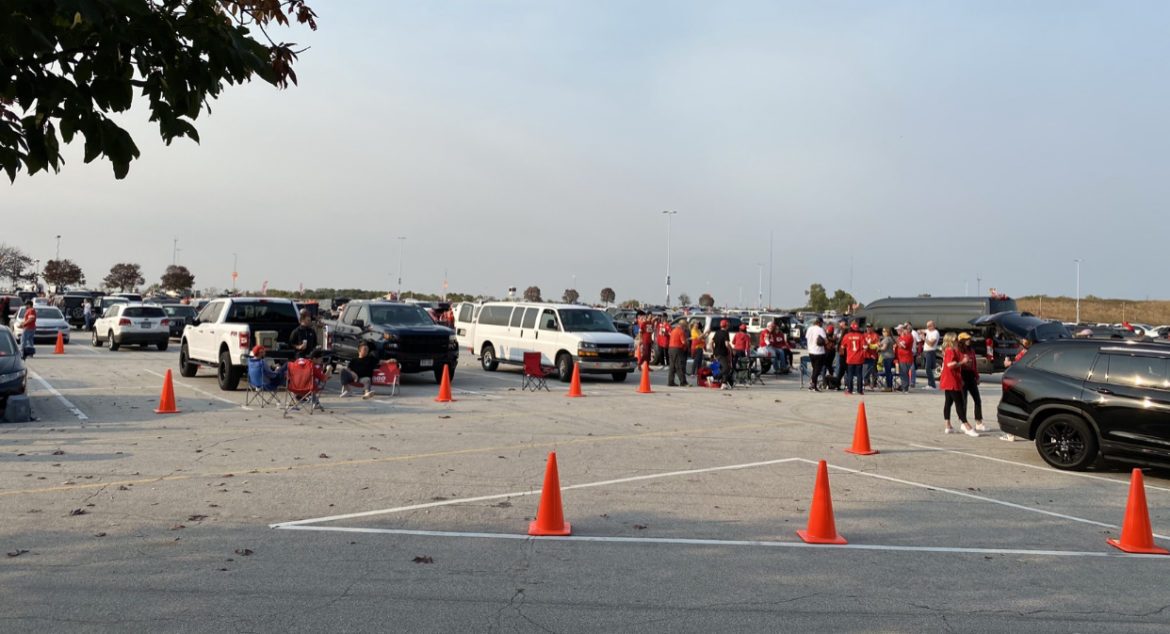 Tailgating in the Arrowhead Stadium parking lot.