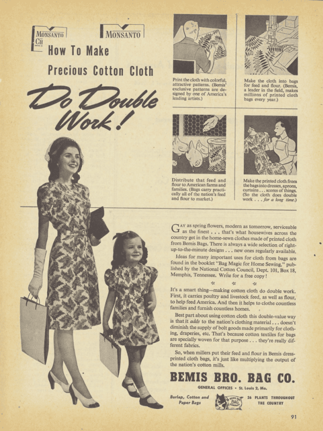 An advertisement from St. Louis bag company Bemis Bro. Bag Co.