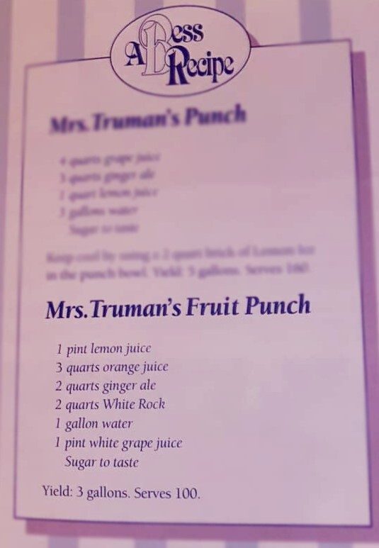 Mrs. Truman's Fruit Punch Recipe.