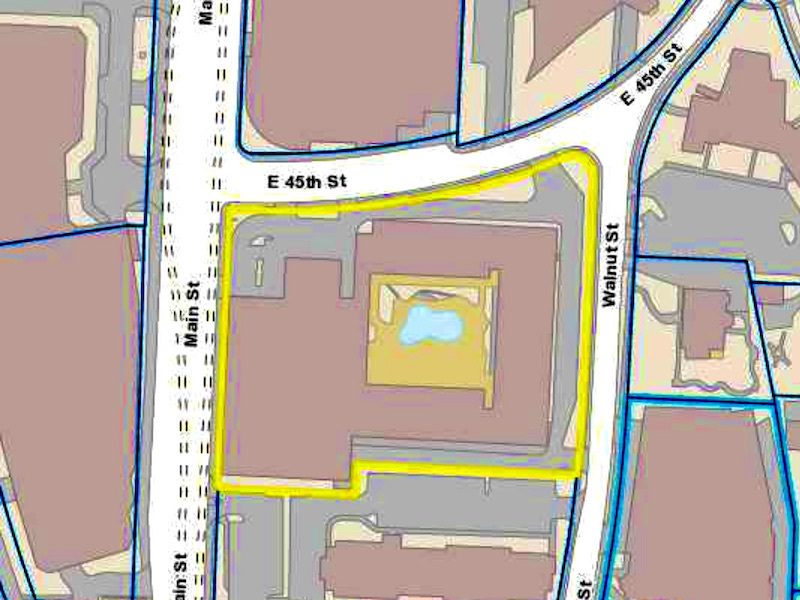 The Museum Tower site is proposed for the southeast corner of 45th and Main streets.