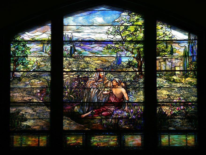 Stained-glass windows at Second Presbyterian Church.