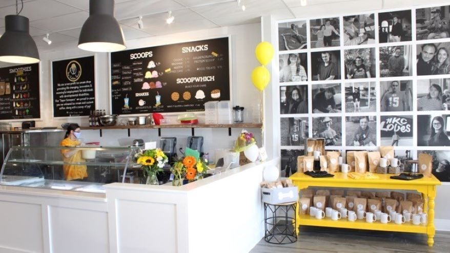 The Golden Scoop is a nonprofit ice cream and coffee shop employing adults with developmental and intellectual disabilities.