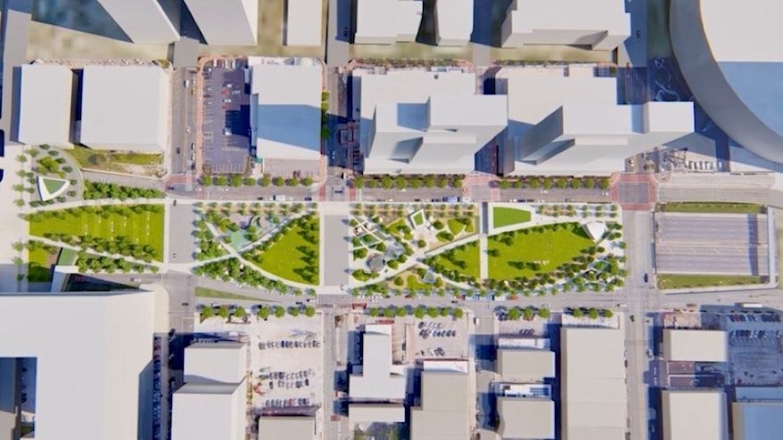 The South Loop Link could run up to four blocks between Wyandotte and Grand.