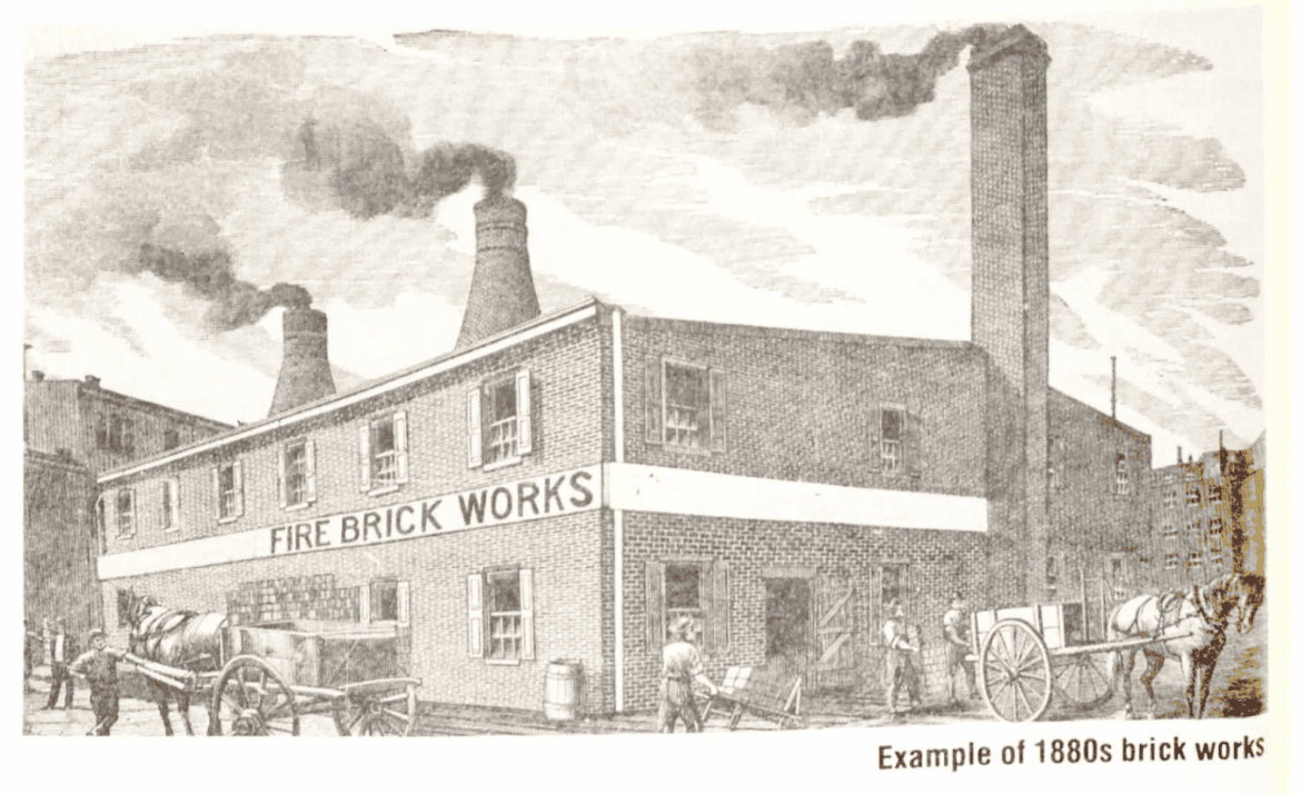 A sketch that shows an example of 1880s brick works.