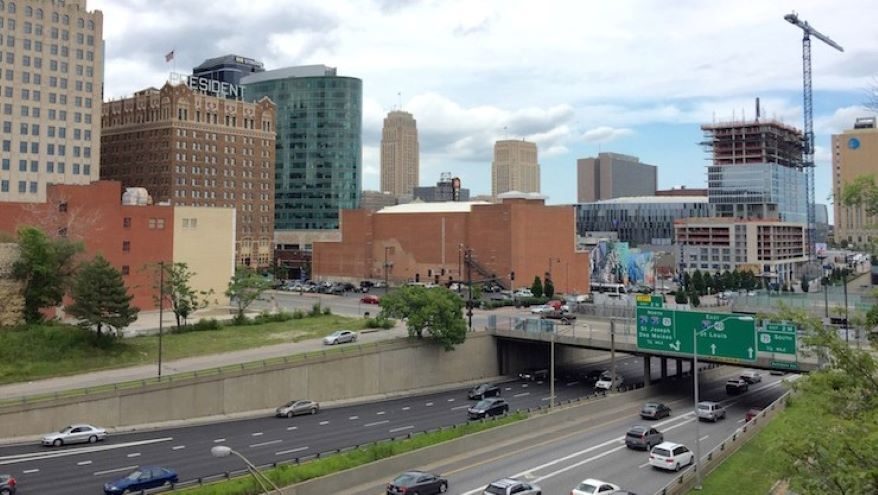 The South Loop freeway trench that separated the Central Business District from the Crossroads in the 1960s.