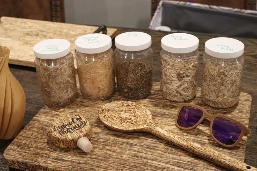 Nelson-Baldwin's hemp education materials include a display of the individual components of a hemp plant.