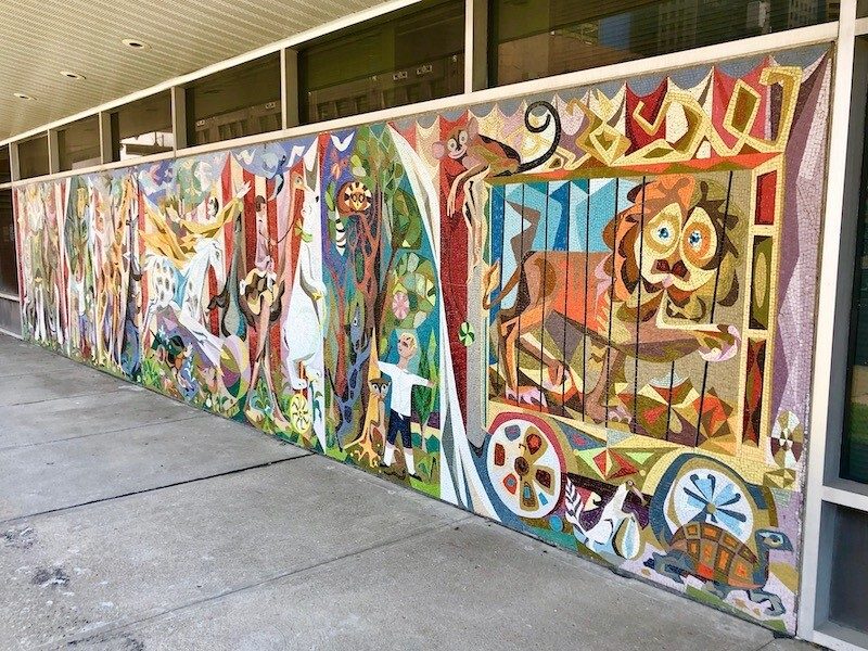 RETROPROS was honored for saving this mural by Arthur Kraft before the Board of Education building was demolished.