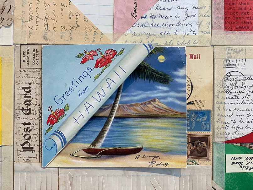 A brightly colored postcard from Hawaii.